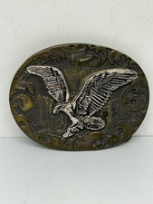 Vintage American Eagle Belt Buckle Wings Spread 1970s Solid Brass USA