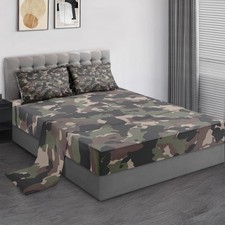 Full Size Bed Sets, Woodland Camouflage Soft Microfiber 4 Pcs Bedding Sets fo...