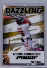 Tre Phelps 2024 Leaf Vivid Baseball 1/1 Pre Production Proof