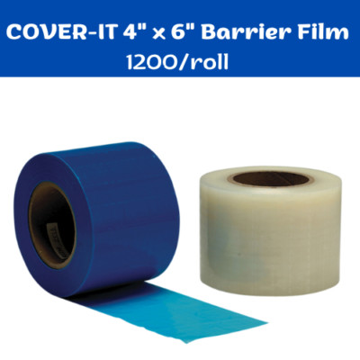 COVER-IT 4'' x 6'' Barrier Film - Blue, Adhesive Back. 1200 Roll