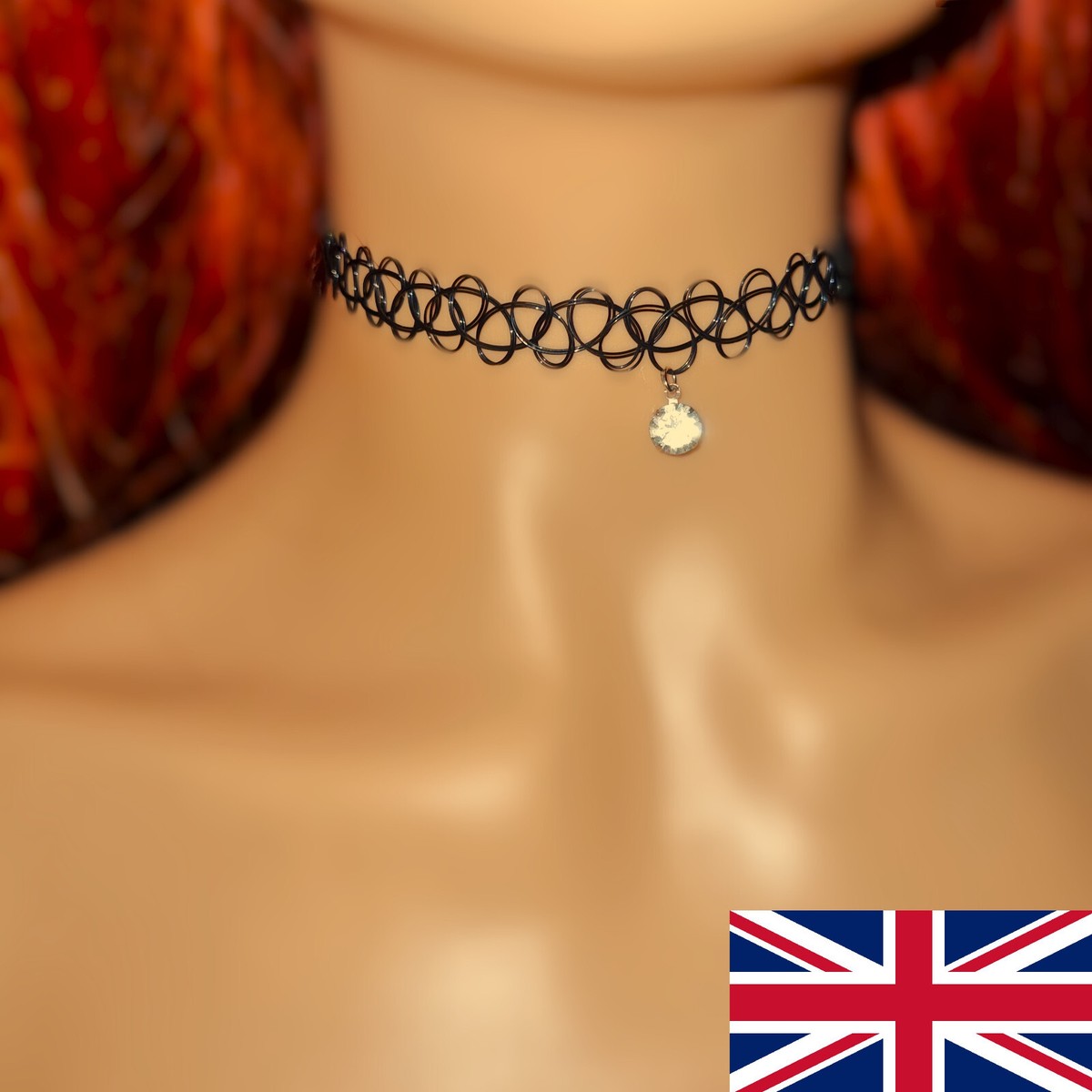 Tattoo Choker Stretch Black Necklace Retro 90s Vintage Elastic Sparkle Charm