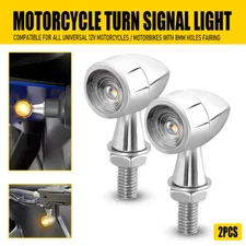 Motorcycle LED Bullet Turn Signal Light Chrome For Harley Dyna Wide Super Glide