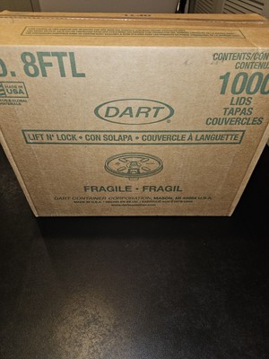 Dart Lift n' Lock Plastic Hot Cup Lids, 8FTL, 1000 Lids New!