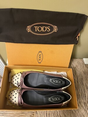 Tods NIB NWT Women Shoes Flats Leather Us Size 9 Small Scratches, Store Display