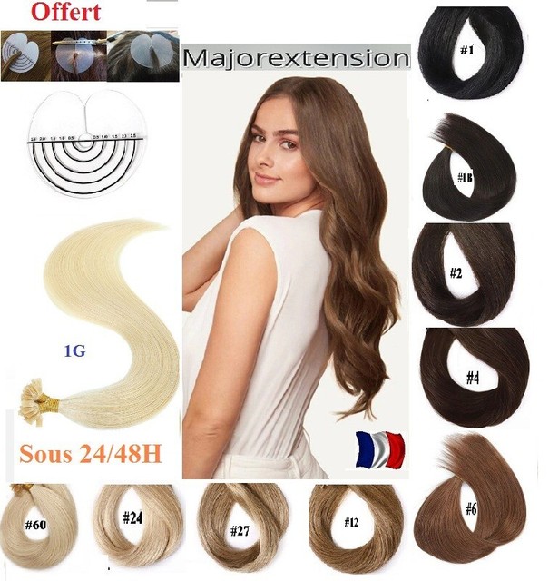 50 100 150 EXTENSIONS KERATINE A CHAUD 100% NATURELS REMY 49 cm-66 cm 1 G 48 H