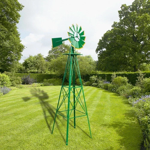 8FT Weather Resistant Yard Garden Windmill Green - Picture 2 of 7