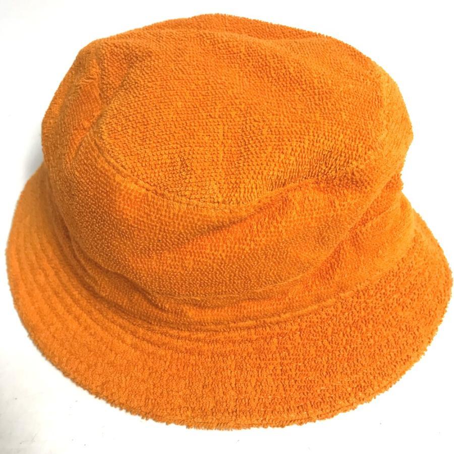 HERMES Authentic Pile H Logo Hat Bucket color Orange size