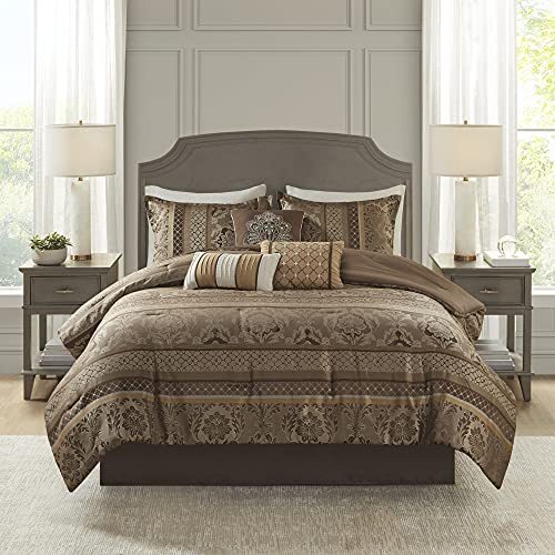 Cozy Comforter Set - Luxurious Queen (90 in x 90 in) Bellagio Brown/Gold - Picture 1 of 7