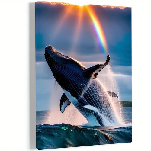 Tableau Toile Requin Baleine Géant - Art Mural, Style Déco, Avec Ou Sans Cadre, Multicolore