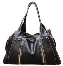 Missoni Black Leather Double Zip Shoulder Handbag