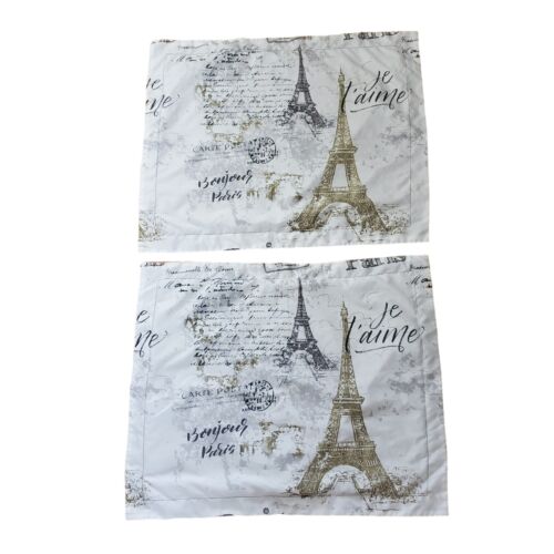 Set Of Two Paris Je T'Aime I Love You Eiffel Tower Standard Pillow Shams