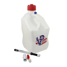 VP Racing White Patriotic Logo Square 5 Gal Race Fuel Jug Fill Hose / Ball Valve