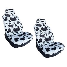 Universal Animal Print Blackwhite Cow High Back Seat Covers Pair For Cars Truck