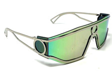 FUTURISTIC RIMLESS RECTANGULAR WRAP AROUND ONE PIECE SHIELD LENS SUNGLASSES VTG