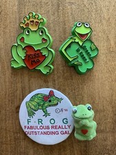 Vintage Hallmark Pin Kermit The Frog SHAMROCK Green is Keen Lot Of 4 Frog Pins