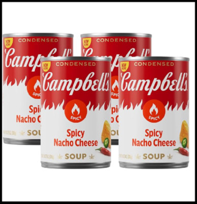 (4 Pack) Campbell's Condensed Spicy Nacho Cheese Soup, Vegetarian, 10.75 Ounce