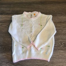 Vintage Sears Disney Winnie The Pooh Infant Sweater M White Pink Floral 6-12 Mo
