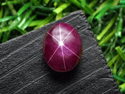Certified 8.20 Ct 6 Rays Natural Oval Cabochon Red Star Ruby Loose Gemstone