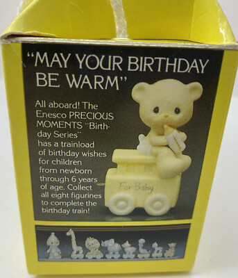 Precious Moments Birthday Train Kitty Cat May Your Be Warm Baby 1985