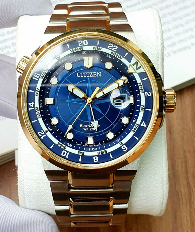 Citizen GMT Dual Time Endeavor BJ7144-52L Eco-Drive Blue Dial Dual