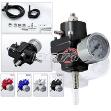 Universal Black Jdm Fuel Adjustable Pressure 0-140 Psi Gauge Regulatorhoses Fpr