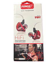 Fonge T01 HiFi Stereo Soundbuds Sport Earphones Headphones NIB Red Free Shipping