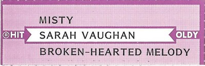 Jukebox Title Strip - Sarah Vaughan: ''Misty'' / ''Broken-Hearted Melody''