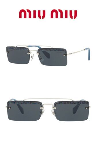 Miu Miu Women Sunglasses Gold Gradient Blue Rectangle MUB50S ZVN80O NEW AUTHENTI Miu Miu MUB50S Sunglasses ZVN80O Pale Gold - eye-oo.com main image 3