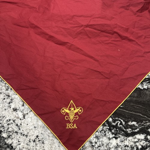 Vintage Boy Scouts America BSA Logo Yellow Burgundy Scarf Neckerchief
