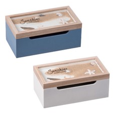 Scatola porta bustine the infusi in legno tema marino cofanetto 26x14x11 cm
