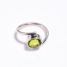 Peridot Gemstone Statement Ethnic Ring Size 925 Sterling Silver Indian Jewelry