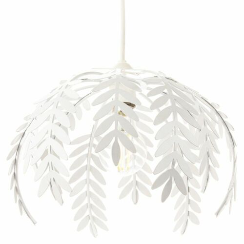 Traditional Fern Leaf Design Ceiling Pendant Light Shade in White Gloss Finis... - Afbeelding 1 van 3