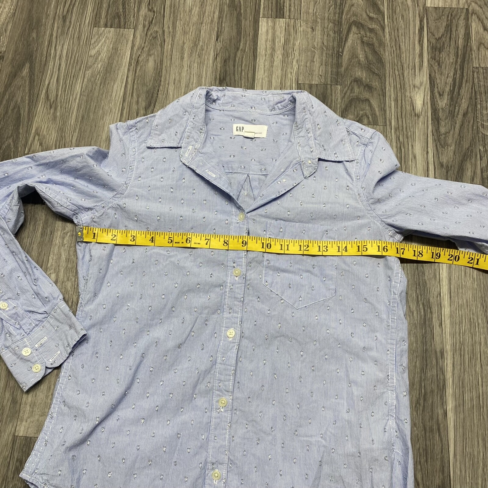 GAP Fitted Boyfriend Button Down Blue Striped Cas… - image 10