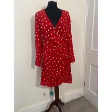 Rixo Abba Kleid Gr. M Rot Gold Sterne Seide All Star Mini Rüschen Wickel Brandneu