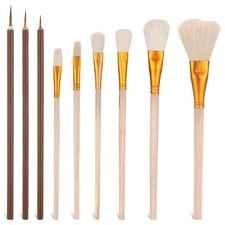 Image of 9 Pack Pottery Glaze Brushes Set for Pottery , Acrylic Painting ,7214