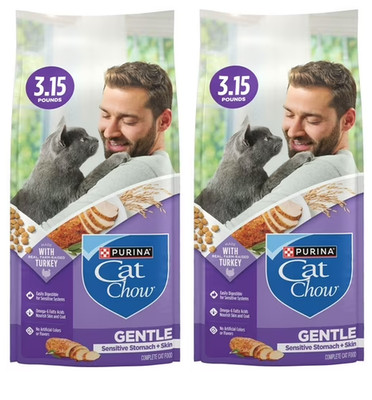 Gentle Sensitive Stomach and Skin Dry Cat Food Whole Grain, 3.15 lb Bag (Pack-2)