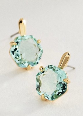 Anthropologie Turquoise Hexagon Stone Post Earring