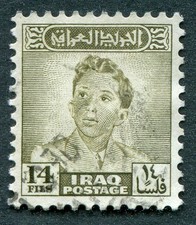 IRAQ 1949 14f brown-olive SG282 used NG King Faisal II b #C02