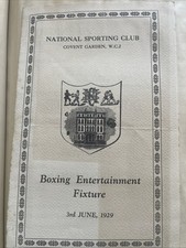 National Sporting Club Covent Garden Boxing Entertainment Fixtures 1929