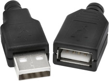 20PCS Sturdy and Durable DIY USB 2.0 Connector a Type Male/Female 4-Pin Plug Bla