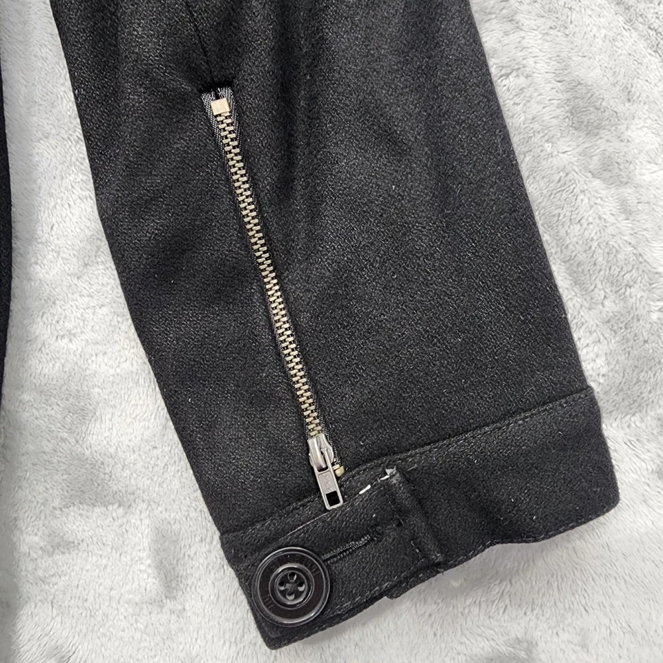 Abrigo Volcom Mujer S Negro Mezcla Lana Northbound Chaquetón Con Capucha Doble Pecho Foto 3 de 4