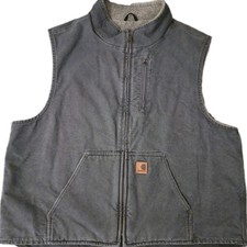 Carhartt Men's Sherpa Lined Canvas Gray Vest Size 2XL V33 QVL Workwear