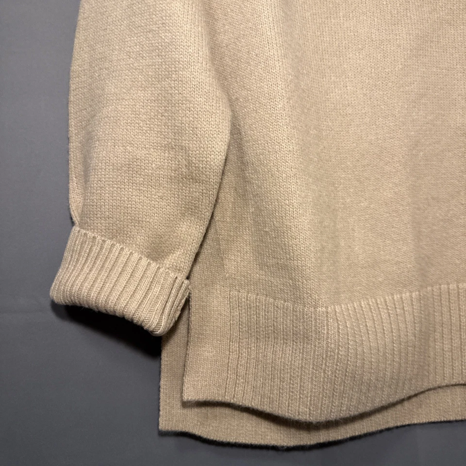Suéter Beige De Gran Tamaño Cuello Simulado Hombros Caídos Puños y Dobladillo Acanalados Talla M Foto 3 de 4