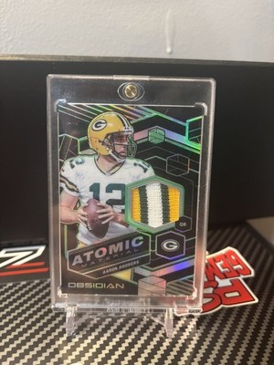 2018 Panini Obsidian Aaron Rodgers Atomic PLAYER WORN PATCH #/25 Packers MVP 🧀