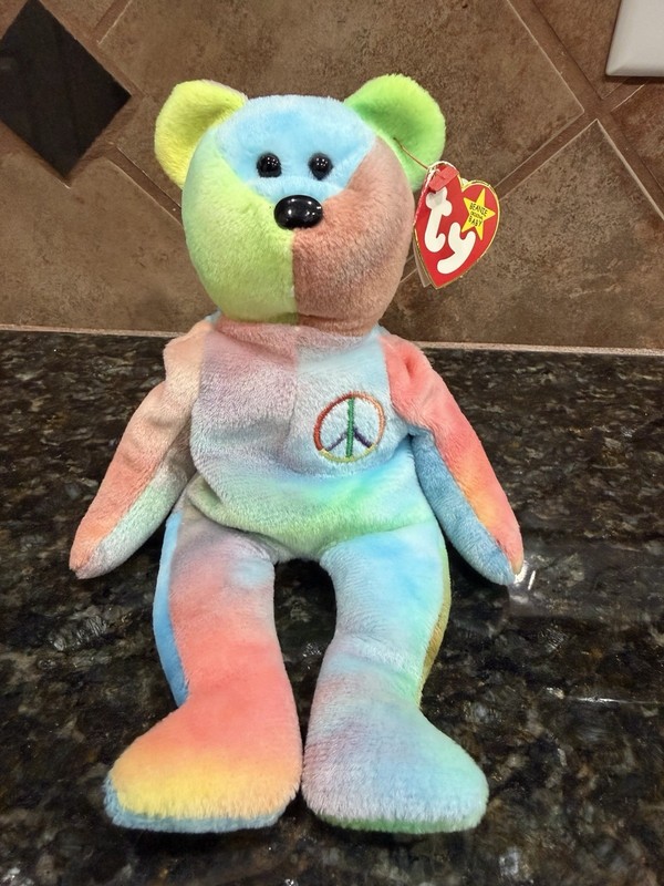 Ty Beanie Babies Peace Tie-Dye Bear Plush 1996