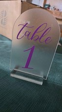 Acrylic Wedding Table Numbers with Purple Vinyl and stands 1-22