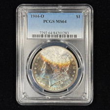 1904-O $1 MS64 PCGS Toned Morgan Silver Dollar - Pretty Obverse Toning