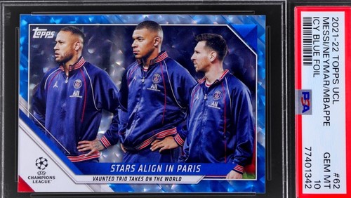 🔥RARE 21-22 Topps Messi/Neymar/Mbappe Stars Align in Paris /99 PSA 10 (pop 5)