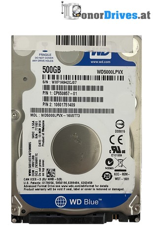 Western Digital WD5000LPVX-16V0TT3 - 500 GB - SATA - Pcb 2060-771959-000 Rev. A