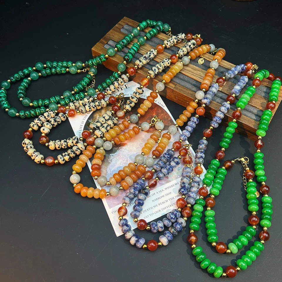 Conjunto de Joyería Vintage Malaquita Ágata Collar Pulsera Declaración Mujer Accesorio Foto 4 de 4